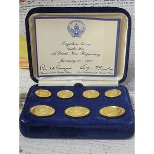 One‎ boxed set of 7 gold filled commemorative blazer buttons NWT a